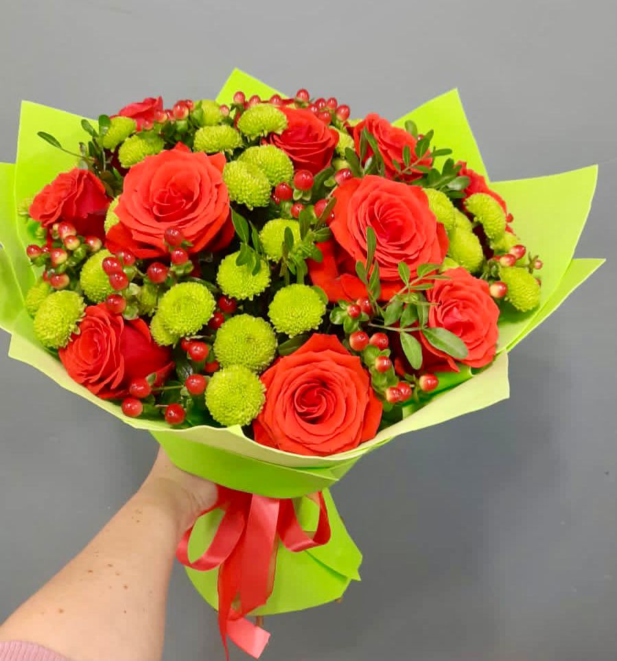 Букет цветов из: Хризантемы и Розы в Котово