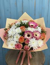 Букет цветов из:  Розы, Герберы и Хризантемы в Котово