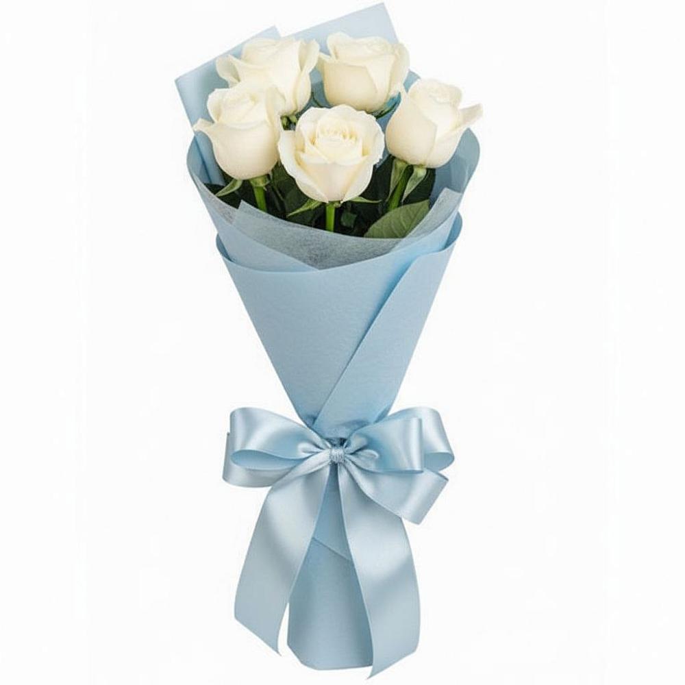 Букет 5 Белых роз Проуд в Котово