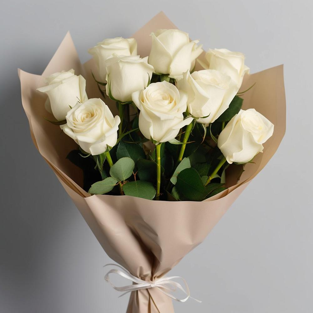 Букет 9 Белых роз Эдлесс Лав в Котово