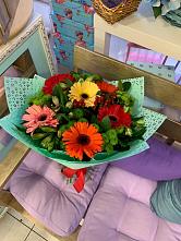 Букет цветов из:  Герберы, Хризантемы и Альстромерии #REPLACE_PRED# Котово