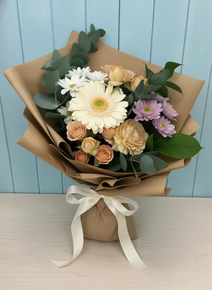 Букет цветов из: Герберы и Хризантемы в Котово