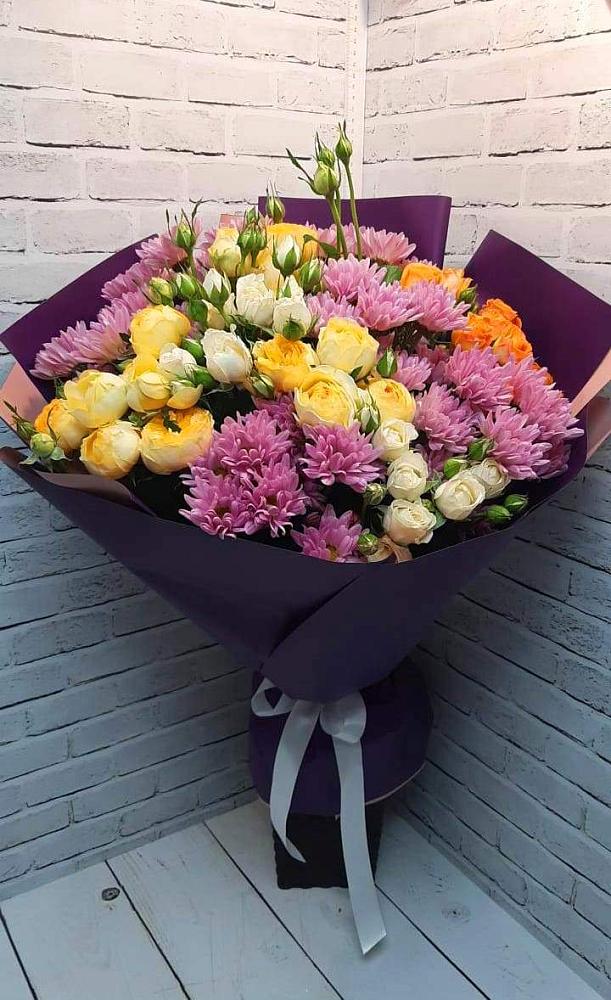 Букет цветов из: Хризантемы и Розы в Котово