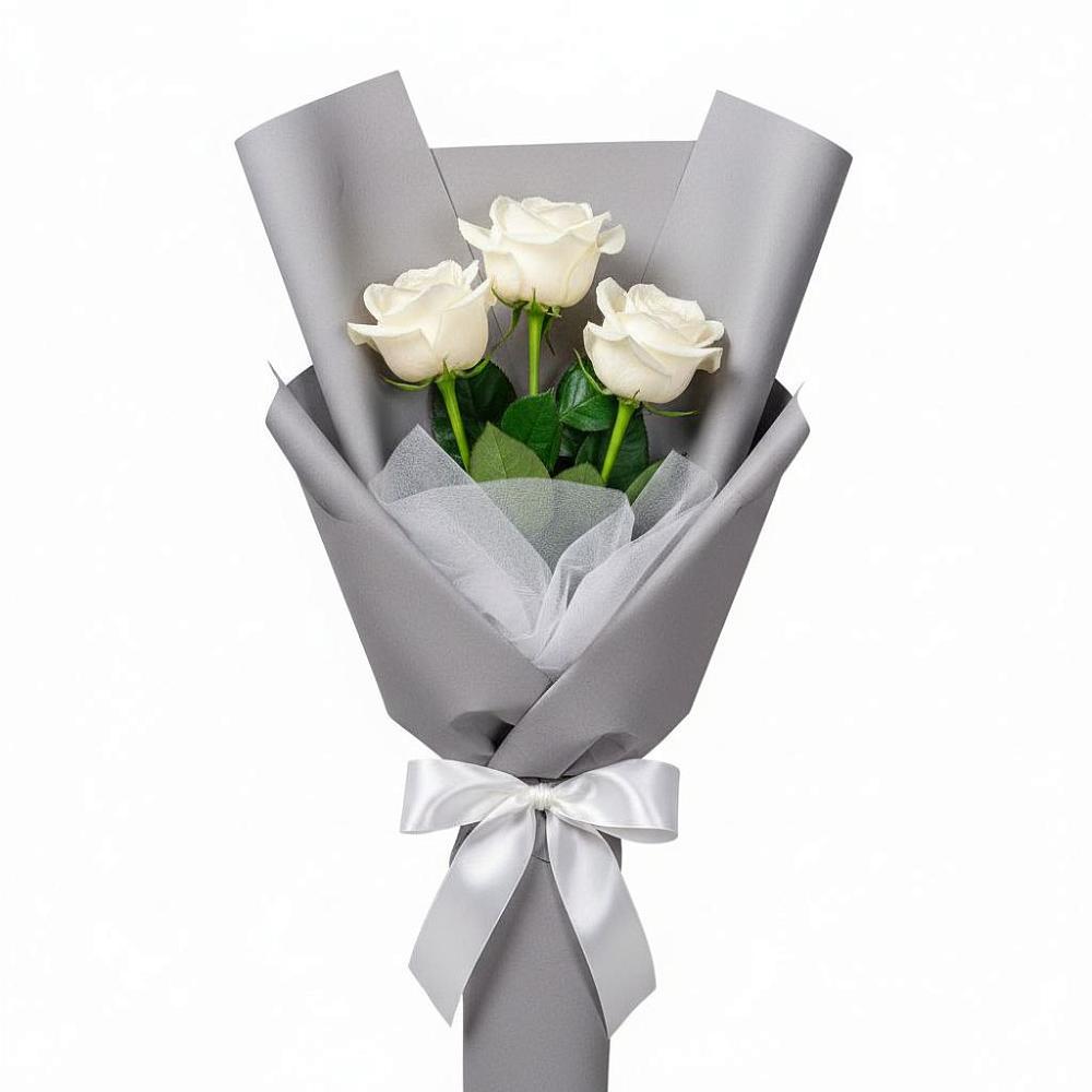 Букет 3 белые розы в Котово