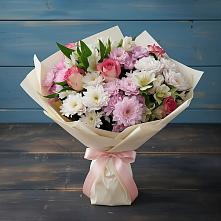 Букет цветов из:  Хризантемы, Альстромерии и Розы в Котово