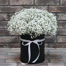 Цветочная композиция из Гипсофила в шляпной коробке в Котово